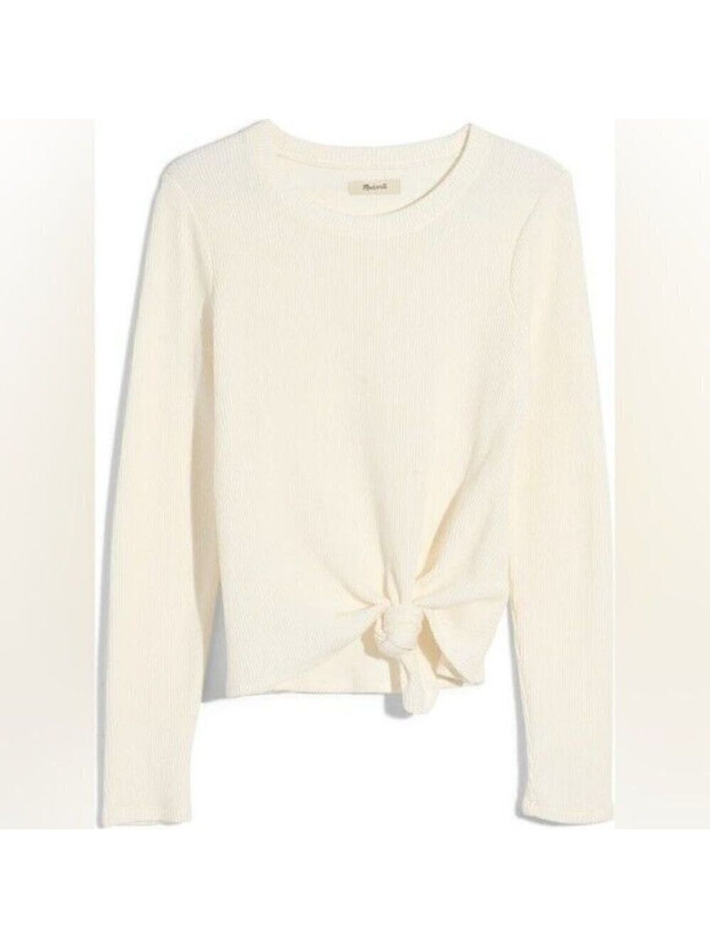 Madewell BNWOT long sleeve ivory "elmwood" front knot top women sz Medium